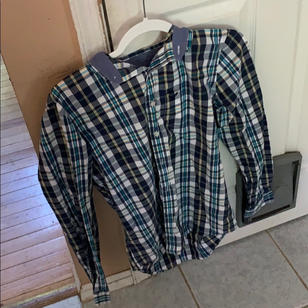 Men’s Medium American Eagle Blue Plaid Button Down